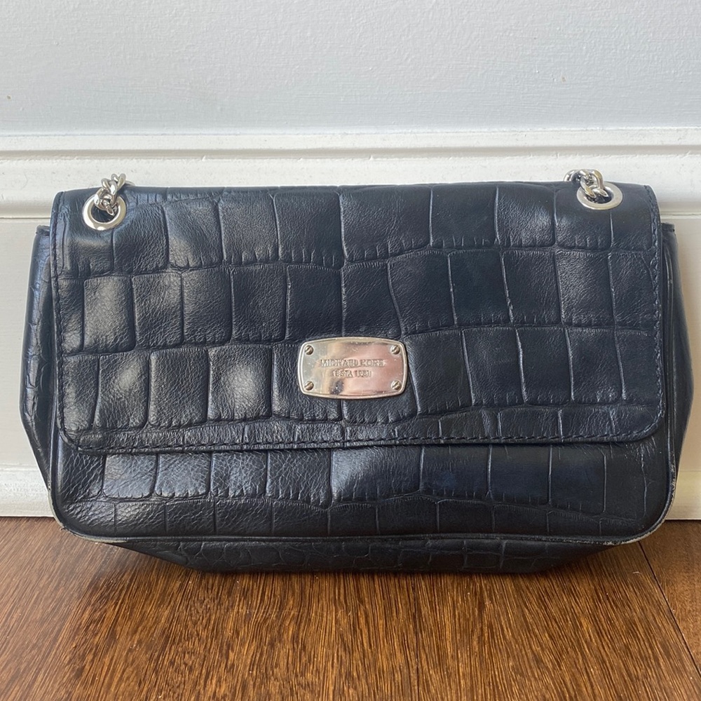 Michael Kors Black Clutch with Silver Chain